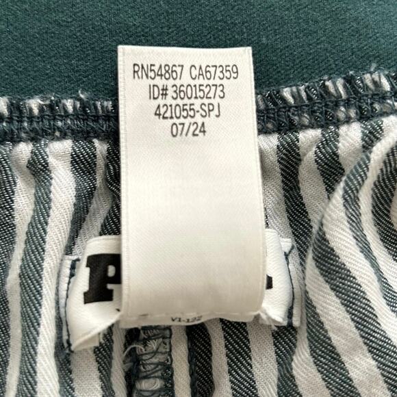 💓Sold 💓not for sale💓Pink VS Women Striped Wide Leg Pajama Pants Green Holiday L - Picture 8 of 8